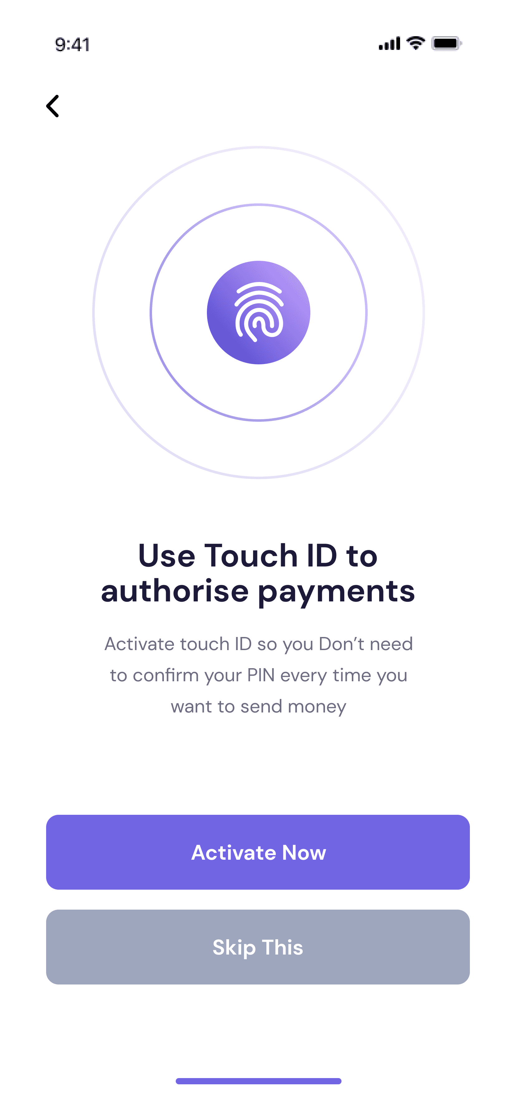 Touch ID — Authentication Flutter screen