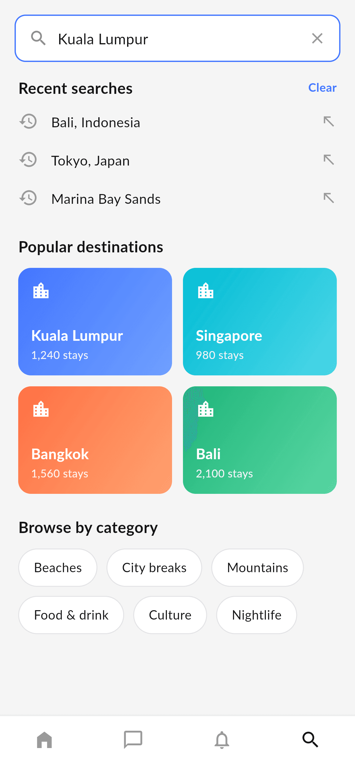 Travel · Search — Travel Flutter screen