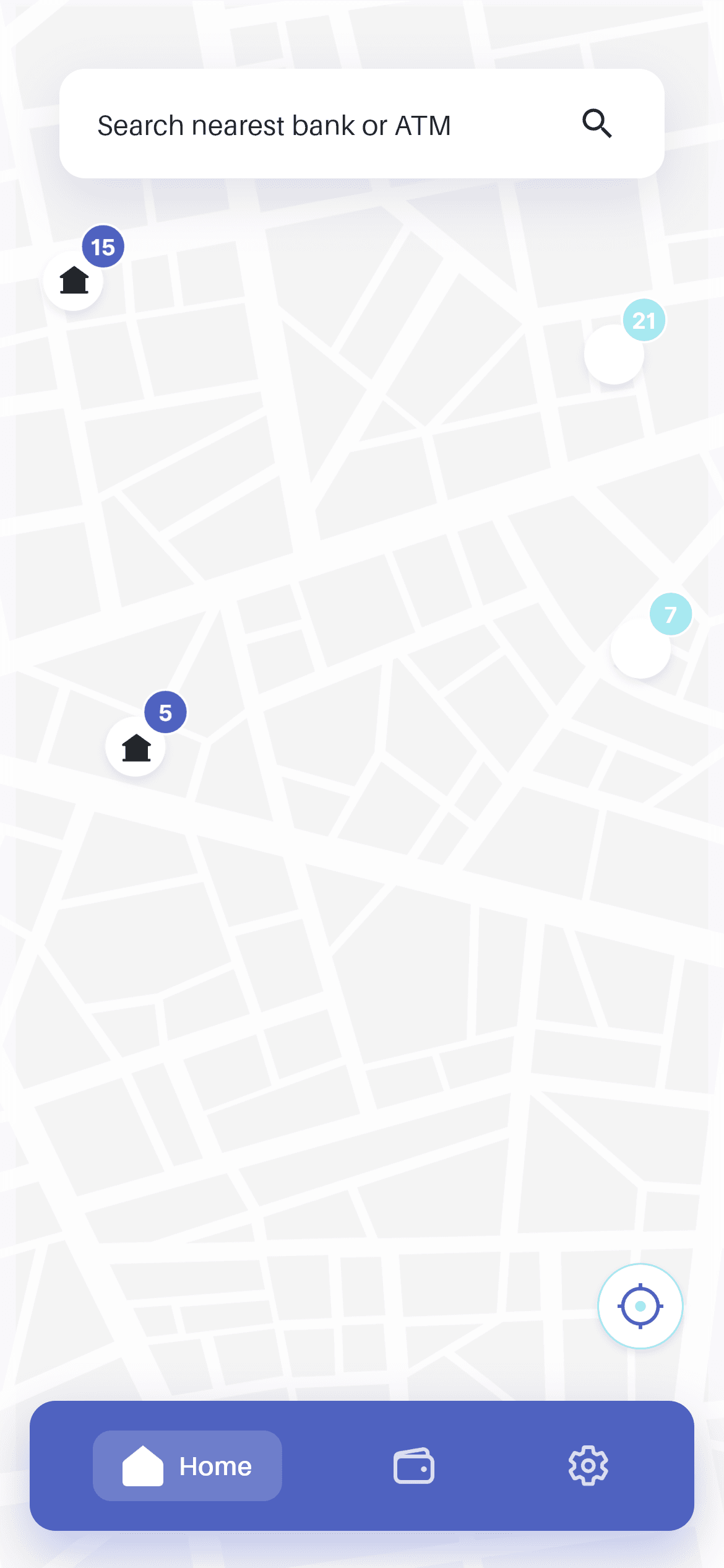 Wallet · Search Nearby — Finance Flutter screen